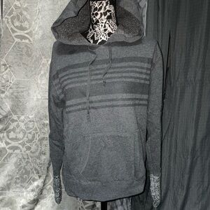 Aeropostale vintage crochet sleeve striped dark gray Hoodie size medium